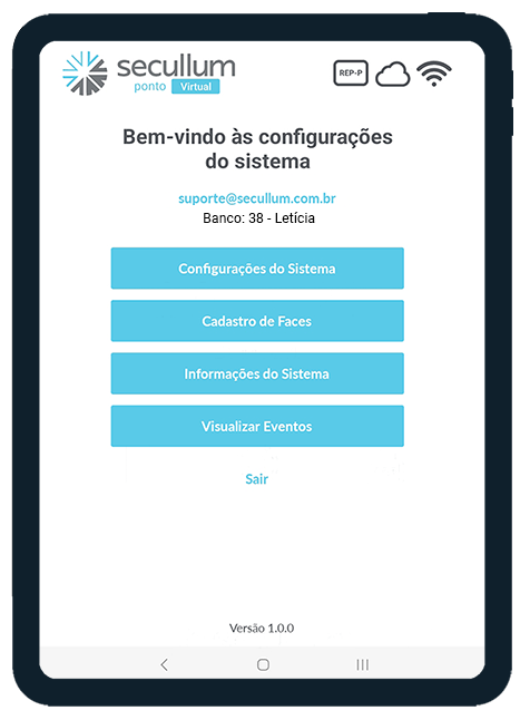 Imagem de um tablet nas configurações do Ponto Virtual